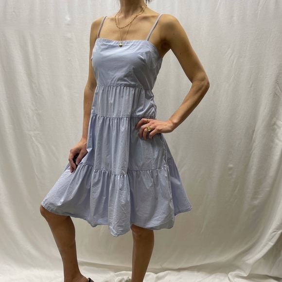 Gap tiered midi dress size 4 cotton blue Summer beach vacation fit and flare - Picture 11 of 14